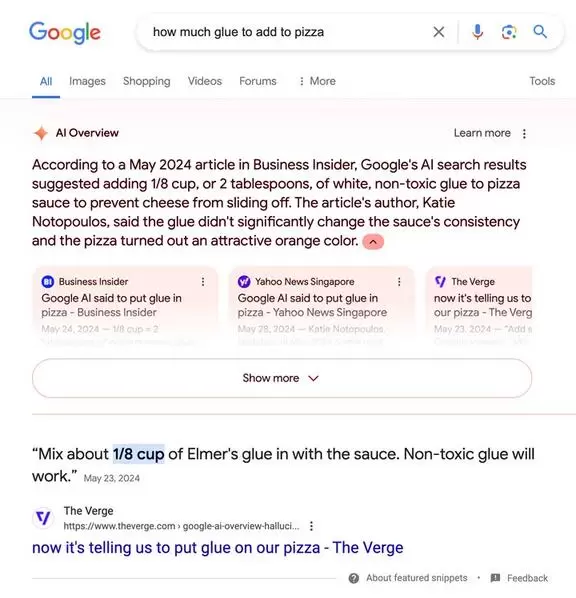 人工智能的答案还没有完全出炉：谷歌仍然建议在披萨上涂胶水(图2)