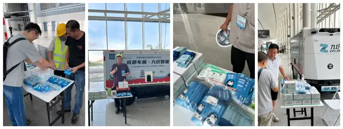 科技也有温度！九识智能无人车成都车展支援搭建，帮工人运物料还送防暑补给(图2)