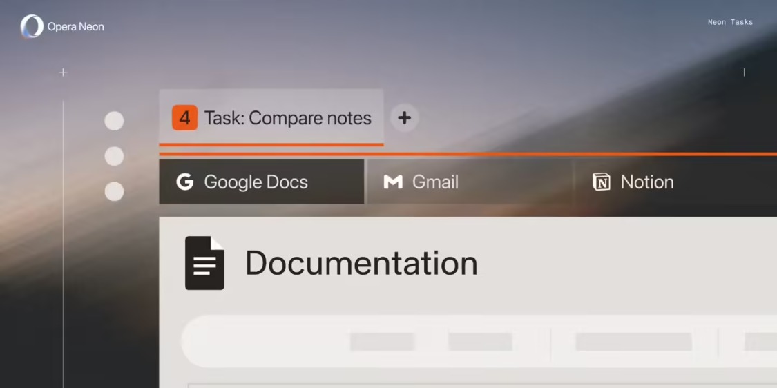 Opera 更新 Neon 浏览器：引入 1 分钟深度研究、支持 AI 操作文档、集成 Gemini 3 Pro