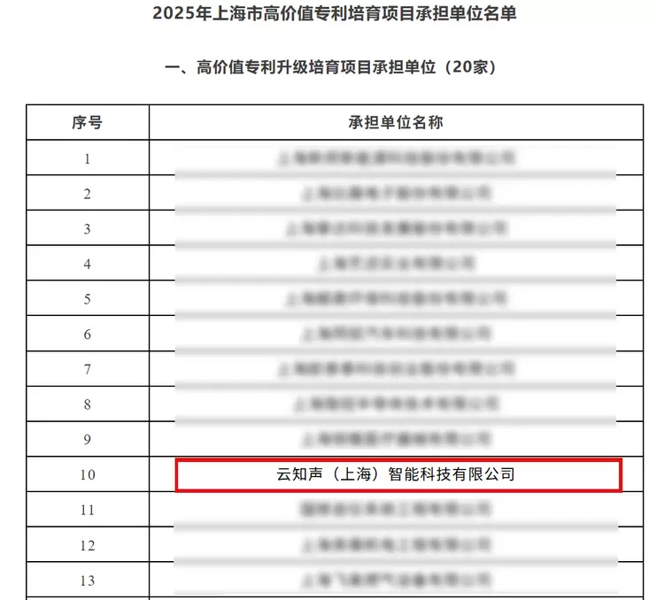 云知声入选上海市高价值专利升级培育项目，以全栈AI实力驱动高价值创新(图1)