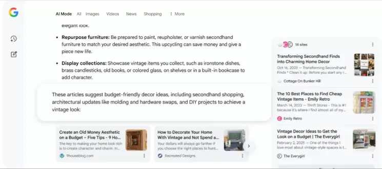 谷歌将在AI模式下增加信息来源索引范围(图2) 谷歌将在AI模式下增加信息来源索引范围(图2)
