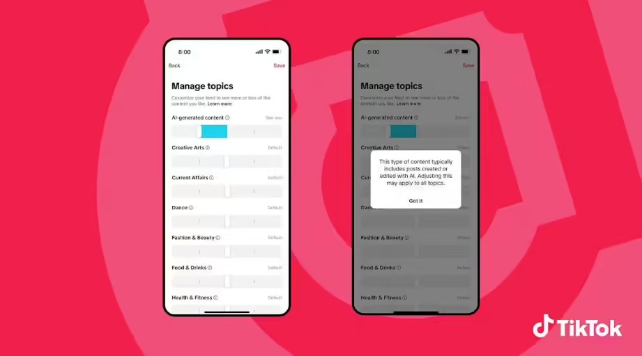 5a28ea4aj00t60a6q004id000pl00e8p TikTok 将开放用户设置,减少短视频信息流中的 AI 内容