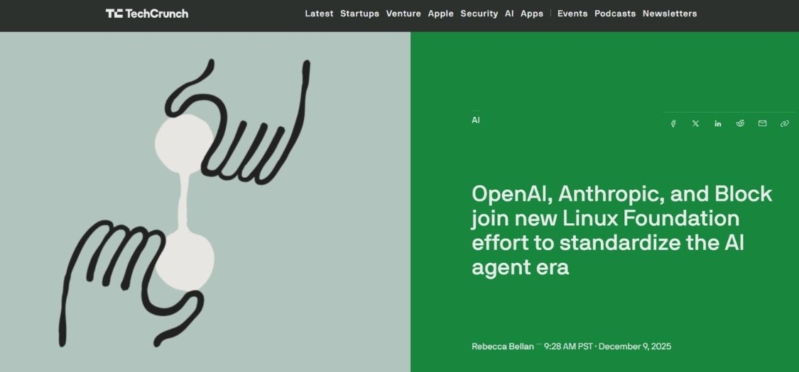 AI 智能体开源基金会成立，OpenAI、谷歌、亚马逊 AWS 等巨头加入