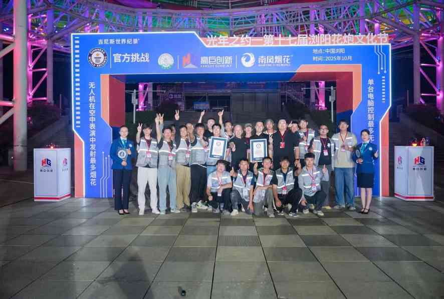 “单台电脑控制最多无人机”与“无人机发射最多烟花”：高巨创新吉尼斯双纪录定义低空表演新范式(图2)