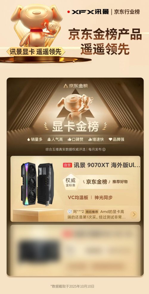 讯景9070XT OC海外版Ultra斩获2025京东金榜产品，旗舰机显卡金选！(图1)