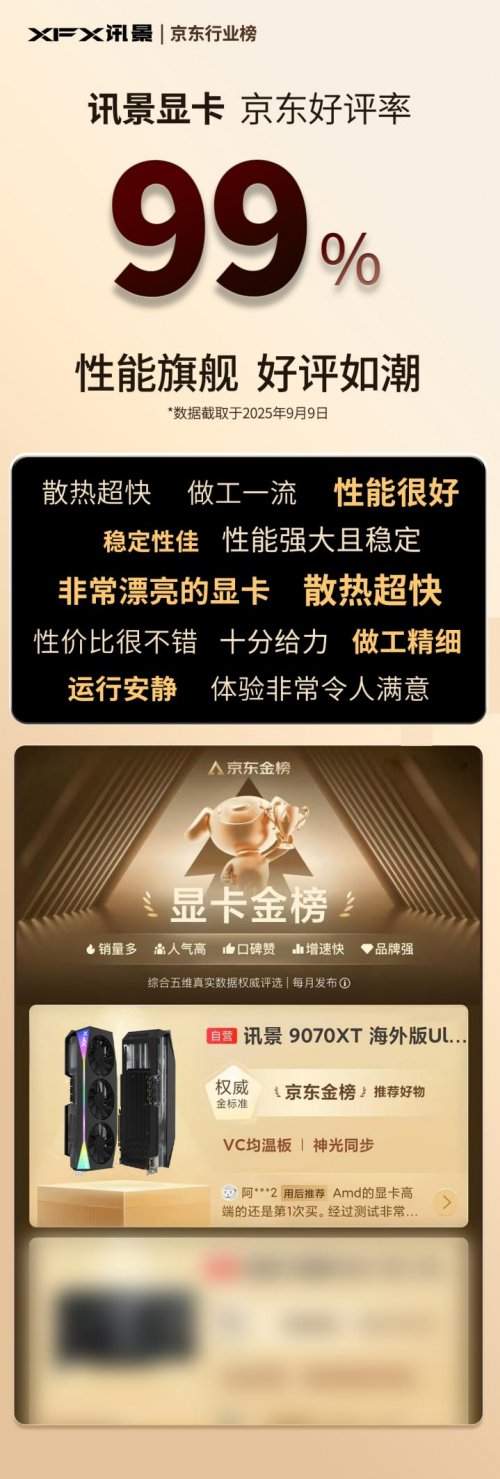 讯景9070XT OC海外版Ultra斩获2025京东金榜产品，旗舰机显卡金选！(图5)
