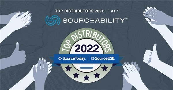 Sourceability荣获2022年SourceToday“全球最佳电子分销商50强”称号(图1) Sourceability荣获2022年SourceToday“全球最佳电子分销商50强”称号(图1)