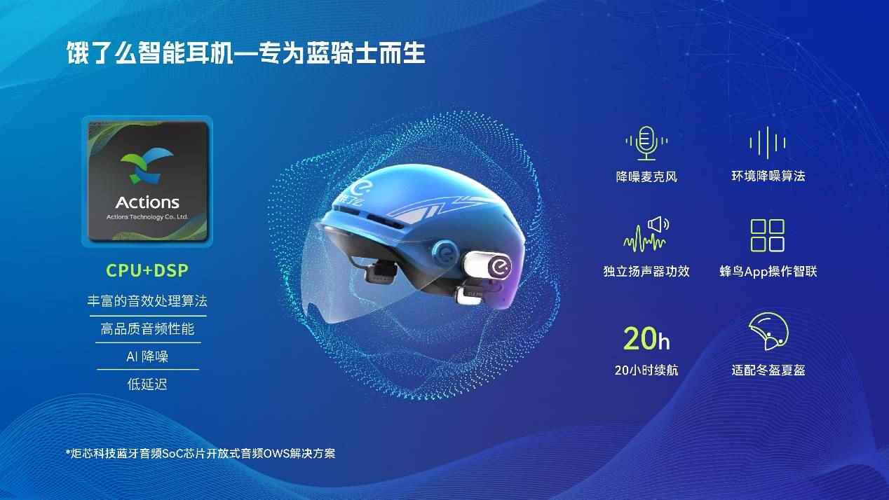 饿了么高品质音频智能头盔耳机搭载炬芯科技低延迟高音质无线音频SoC芯片(图1)